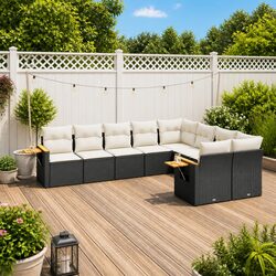 Warm Black Garden Sofa Set 9 Piece with Cushions