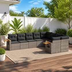 Practical 9 Piece Grey Garden Sofa Set for Comfort