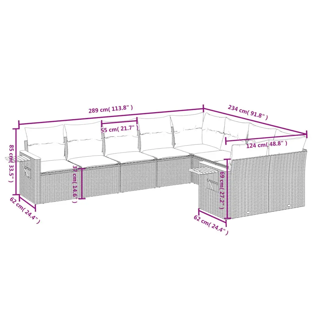 9 Piece Grey Garden Sofa Set for Comfort