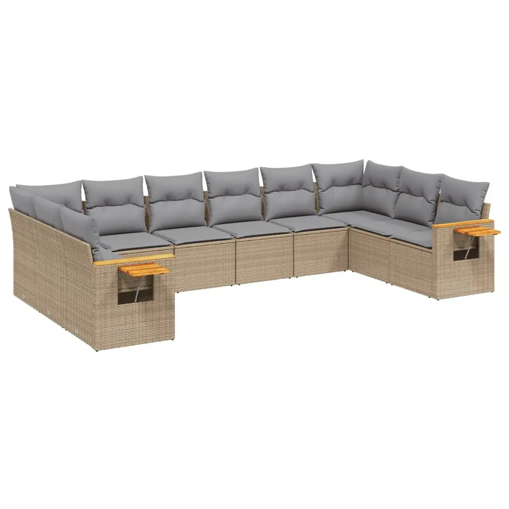 Garden Sofa Set 10 Piece Outdoor Furniture Modular Beige Rattan