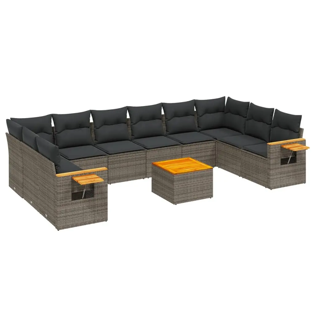 Garden Sofa Set 11 Piece Outdoor Furniture Grey Poly Rattan Modular Patio Lounge