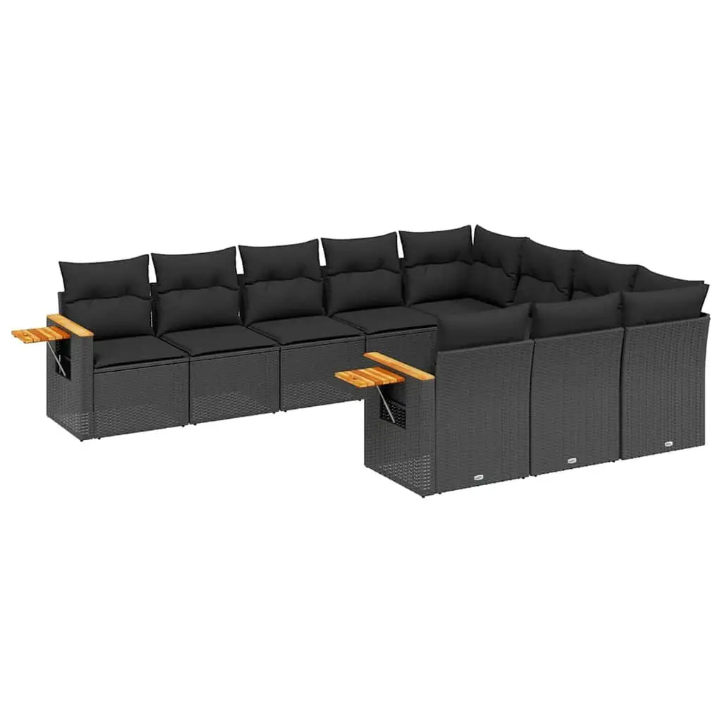 Garden Sofa Set 10 Piece Outdoor Furniture Black Poly Rattan Patio Lounge