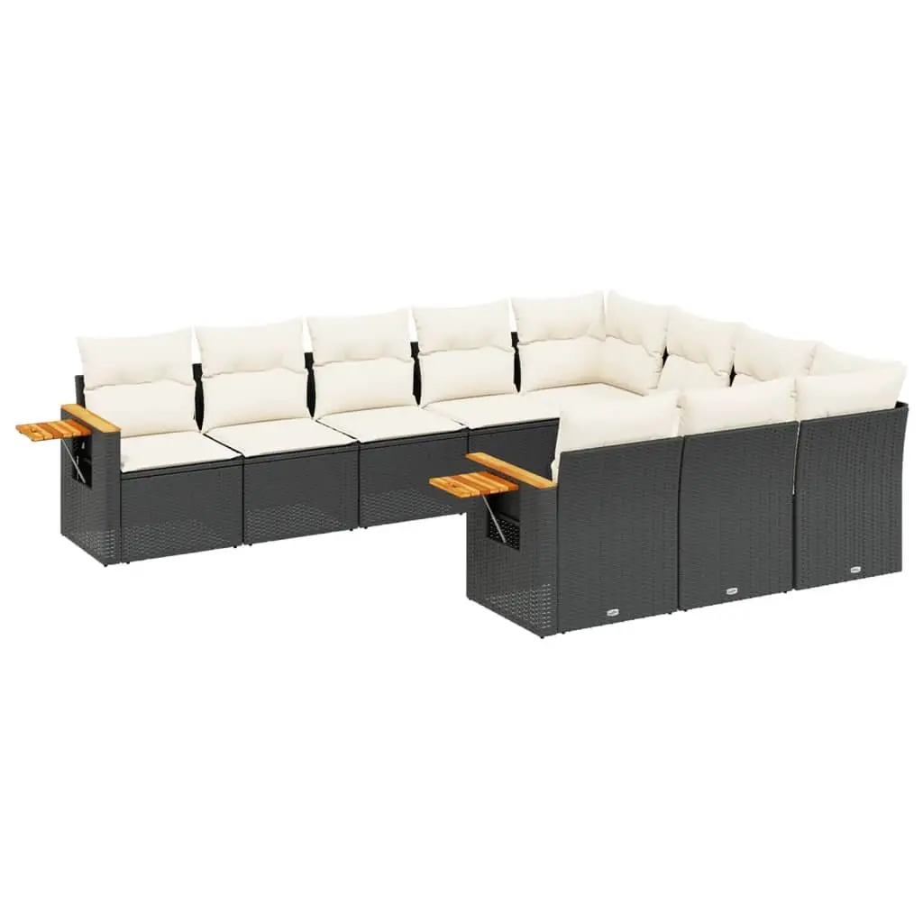 Garden Sofa Set 10 Piece Outdoor Furniture Black Poly Rattan Patio Lounge with