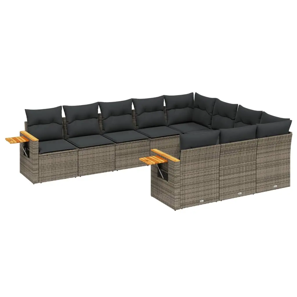 Garden Sofa Set 10 Piece Outdoor Furniture Grey Poly Rattan Patio Lounge