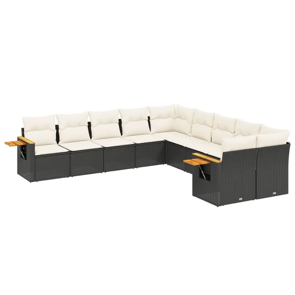 Garden Sofa Set 10 Piece Outdoor Furniture Black Poly Rattan Modular