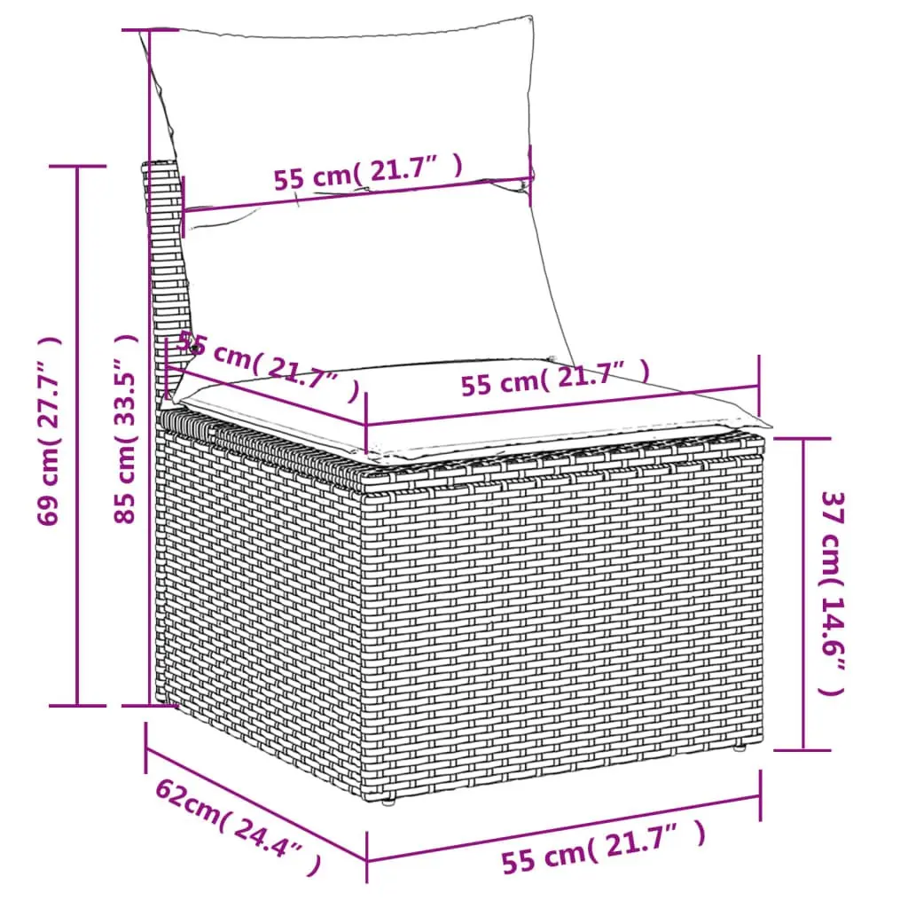 10 Piece Garden Sofa Set Outdoor Patio Furniture with Cushions Grey Poly Rattan