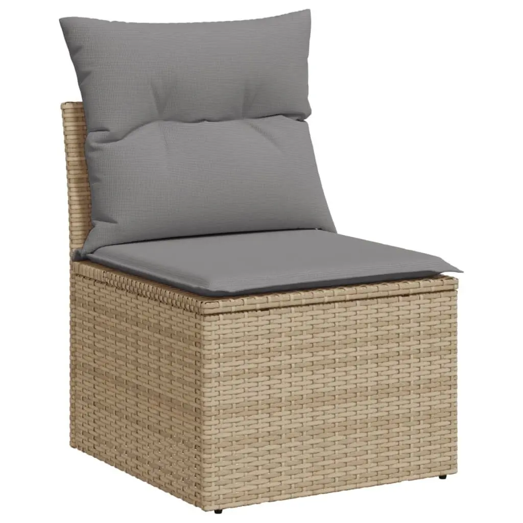 Outdoor Garden Sofa Set 11 Piece Beige Poly Rattan Patio Furniture Modular