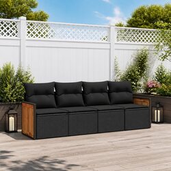 Comfortable and Durable 4 Piece Garden Sofa Set in Black