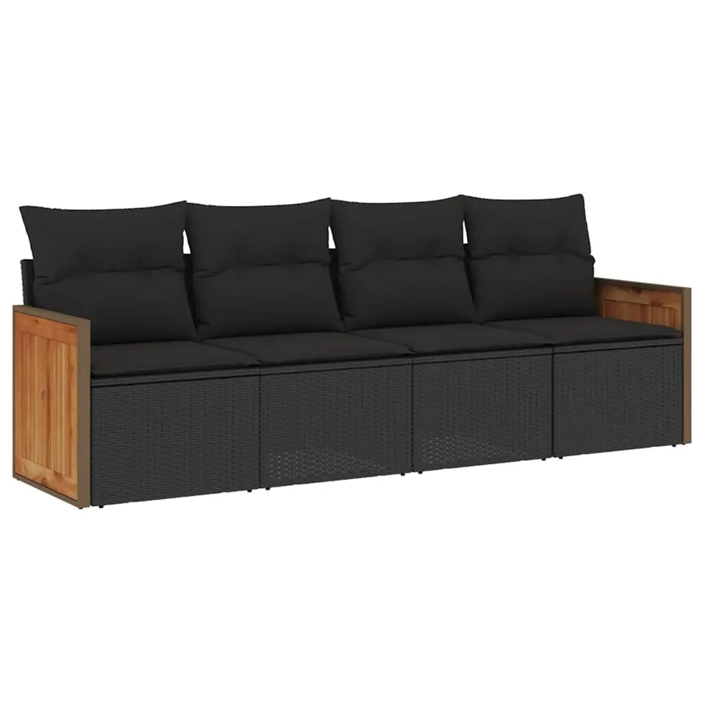 4 Piece Garden Sofa Set Outdoor Furniture Patio Lounge Black Poly Rattan