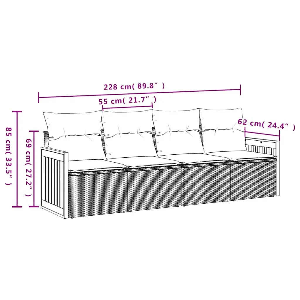 4 Piece Garden Sofa Set Outdoor Furniture Patio Lounge Black Poly Rattan