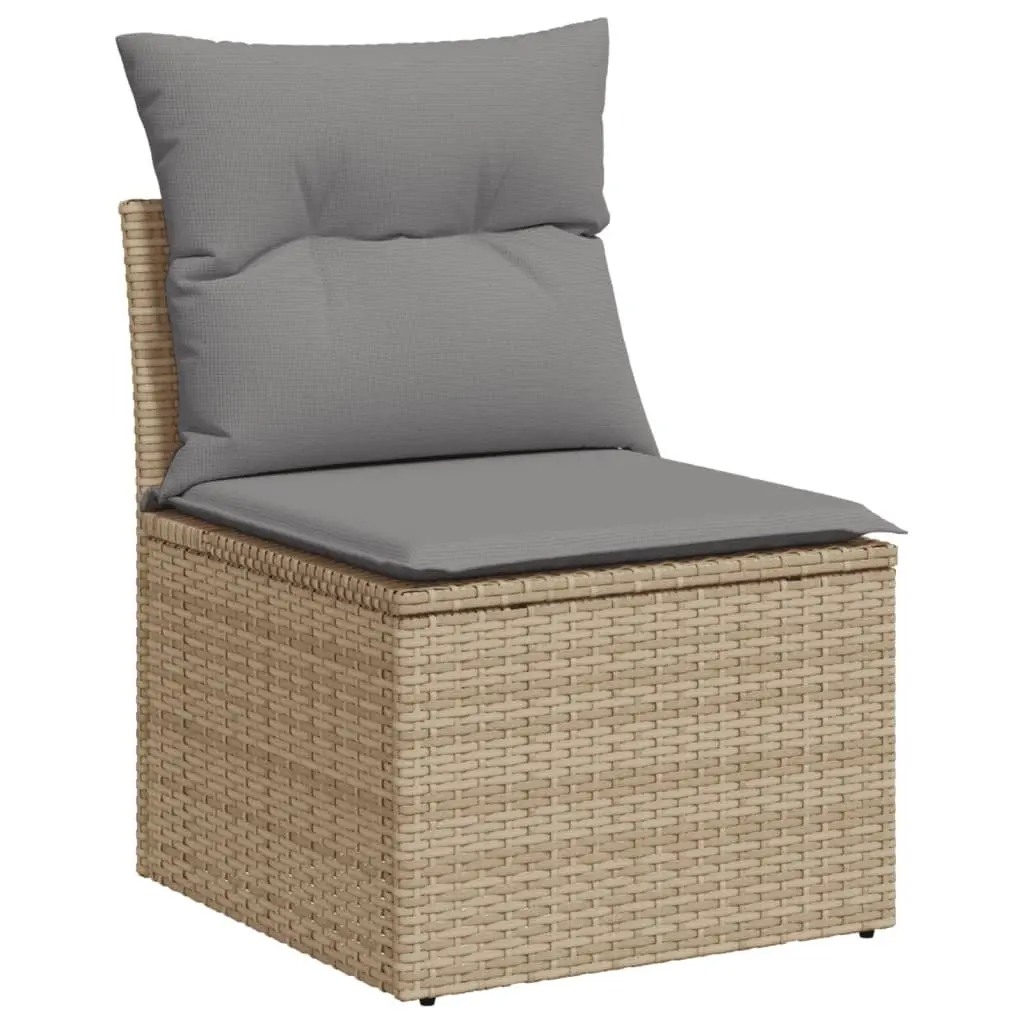 Garden Sofa Set 4 Piece Outdoor Furniture Beige Poly Rattan Cushions Patio