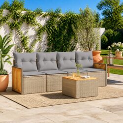 Comfortable 5 Piece Outdoor Sofa Set with Washable Cushions