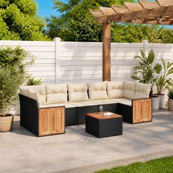 Comfortable and Durable 8-Piece Black Outdoor Sofa Set