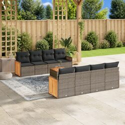 Comfortable 9-Piece Grey Outdoor Sofa Set