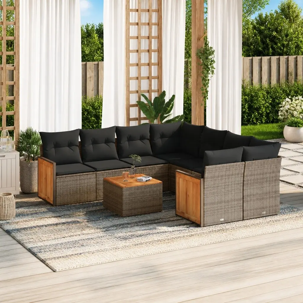 Garden Sofa Set 9 Piece Outdoor Furniture Patio Lounge Grey