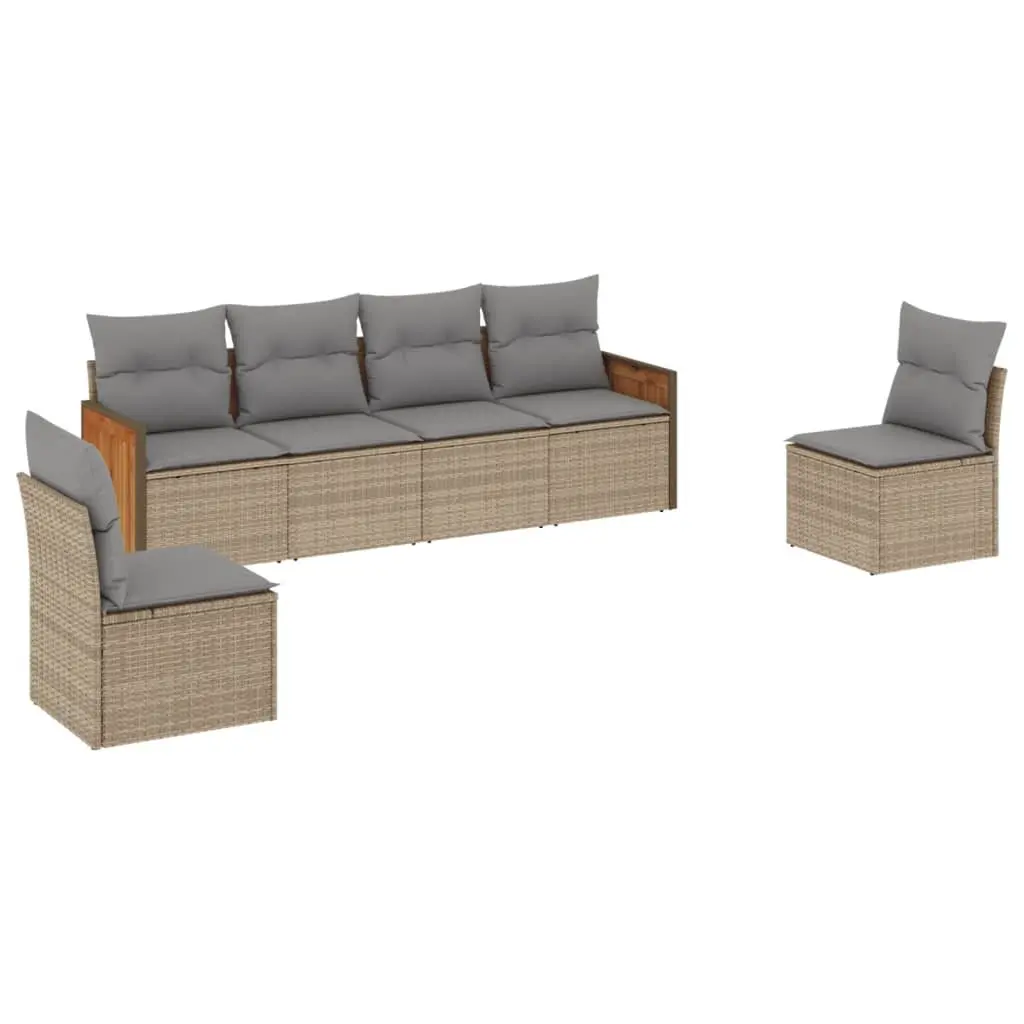 Garden Sofa Set Modular Outdoor Furniture 6 Piece Cushioned Beige