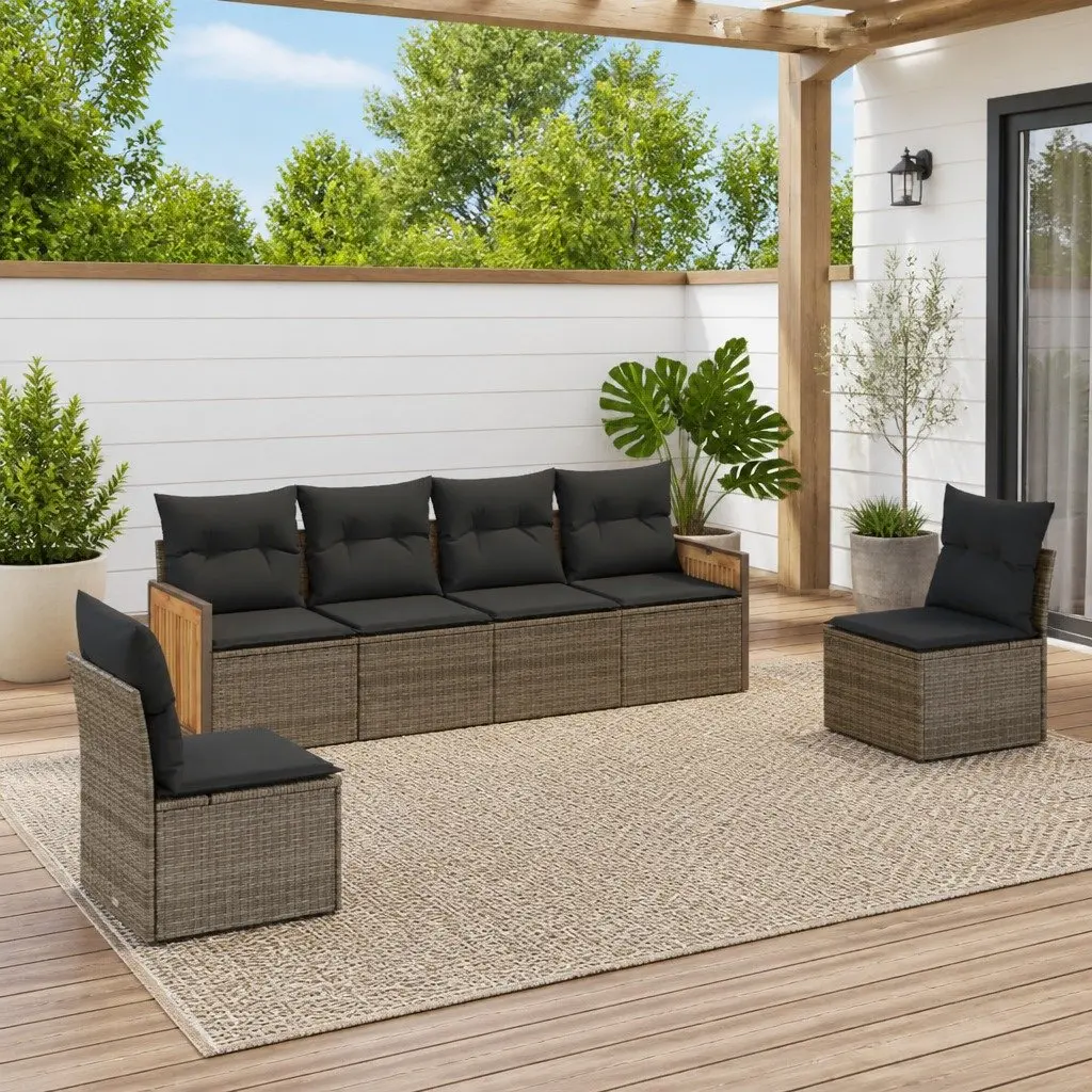 Garden Sofa Set Outdoor Furniture 6 Piece Modular Grey