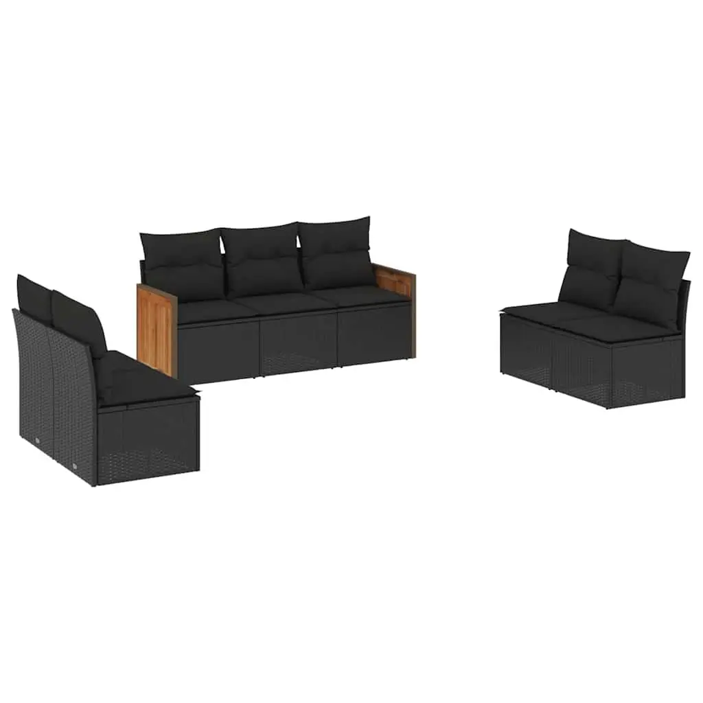 Garden Sofa Set 7 Piece Outdoor Seating Modular Black