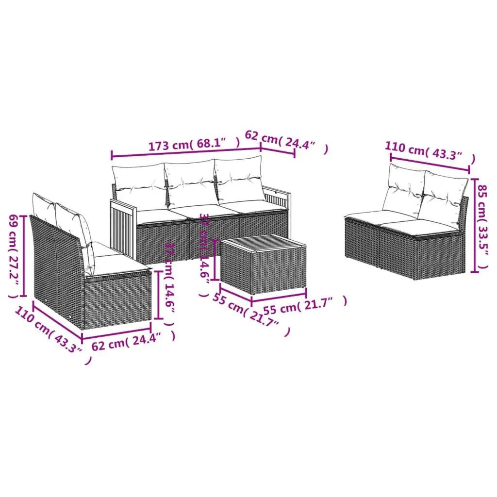 8PieceOutdoorSofaSetBeigePaddedCushionsPErattanwithAcaciaWoodTable