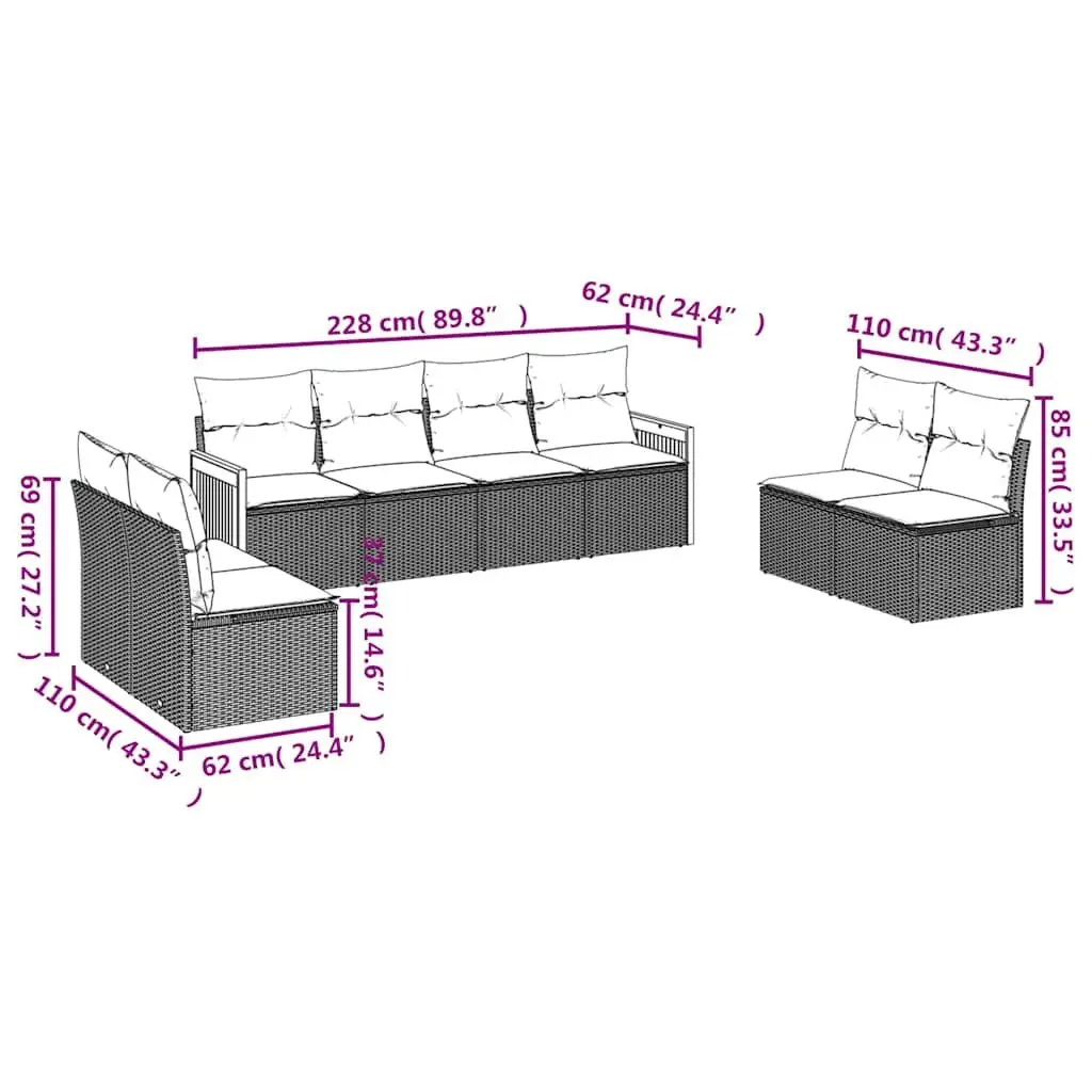 8-Piece Garden Sofa Set with Cushions