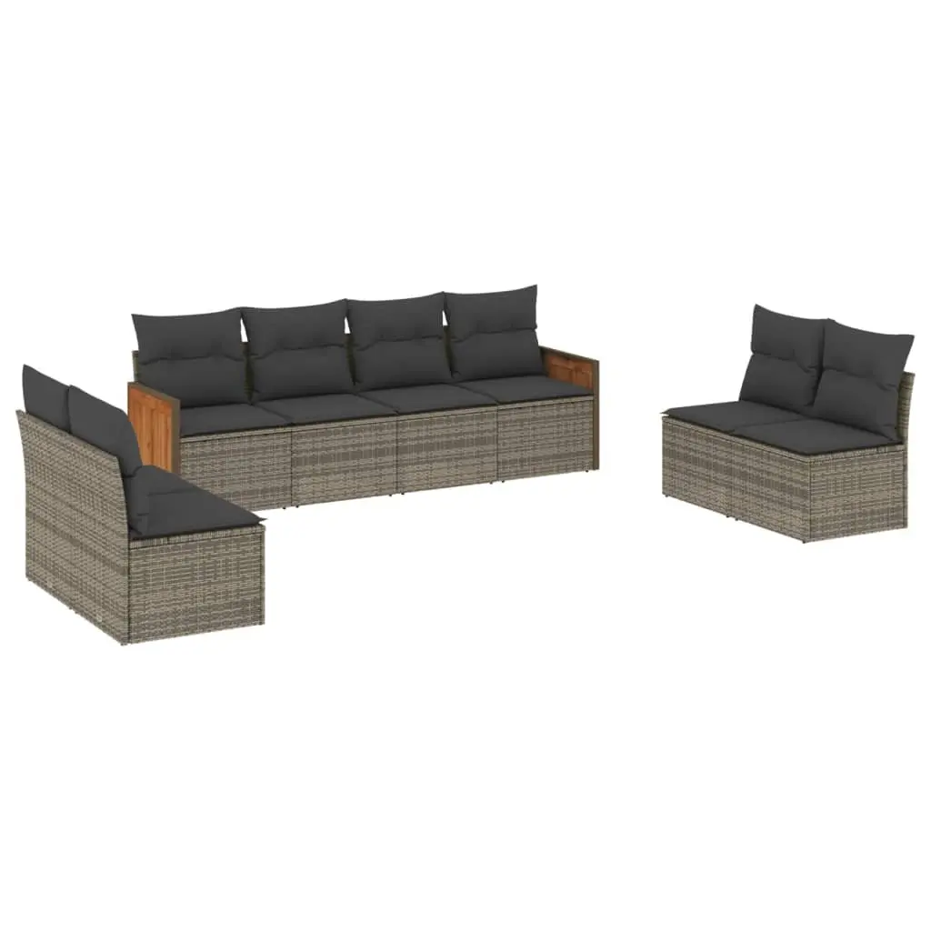 Outdoor Garden Sofa Set 8 Piece Modular Patio Furniture Grey Cushions