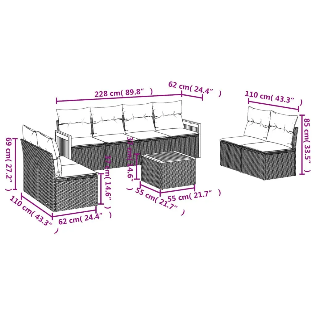 9 Piece Garden Sofa Set