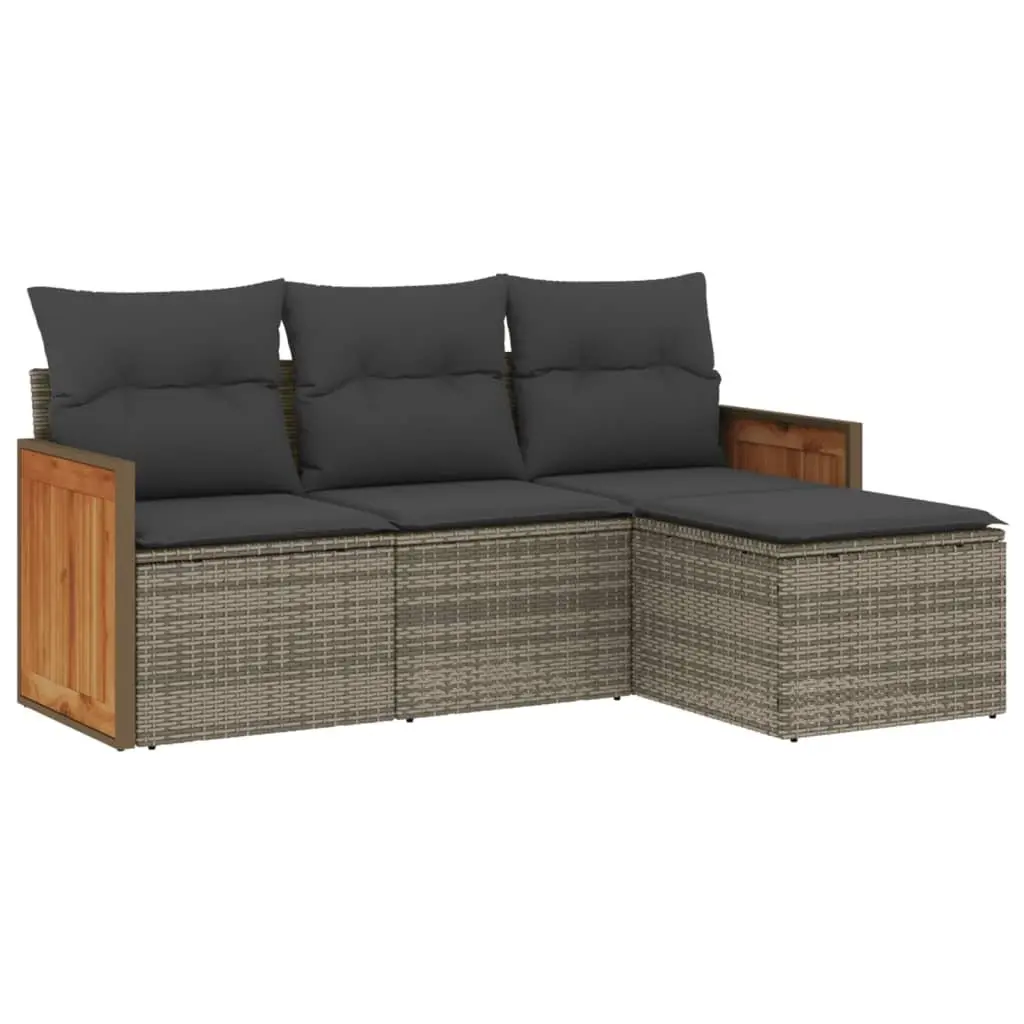 Garden Sofa Set Modular Outdoor Furniture 4 Piece Grey Cushions