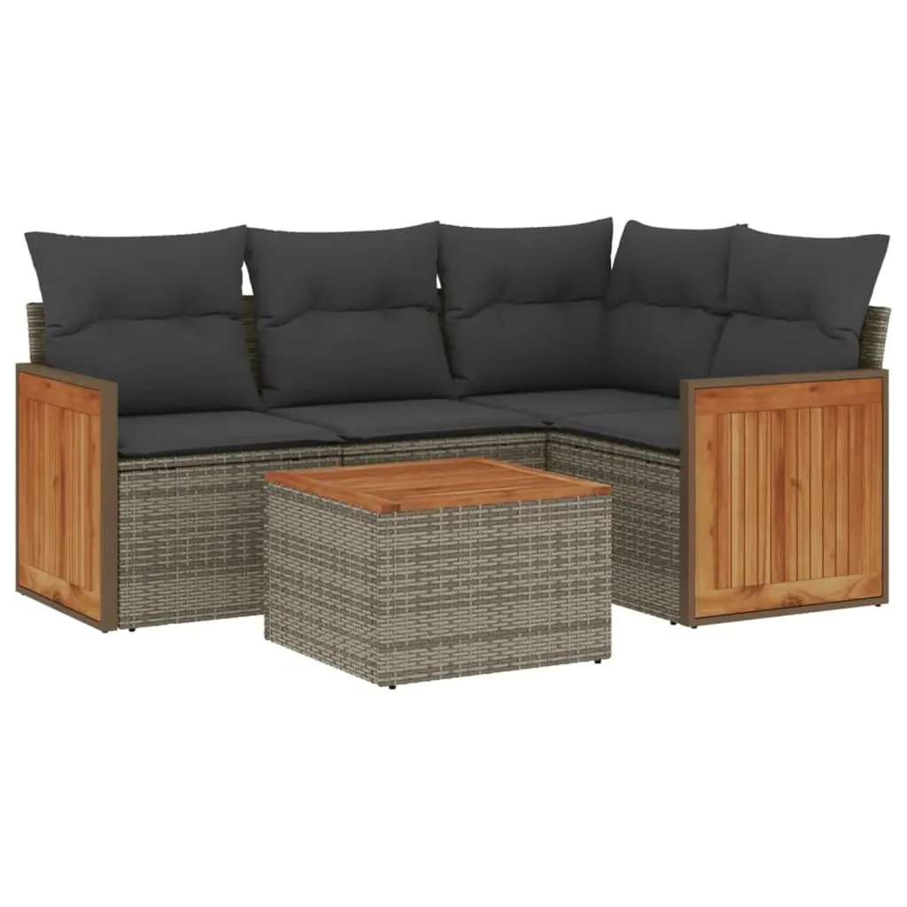 Garden Sofa Set Modular Outdoor Furniture 5 Piece Grey Cushions