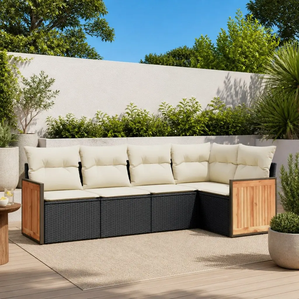 Garden Sofa Set 5 Piece Outdoor Furniture Patio Lounge Black