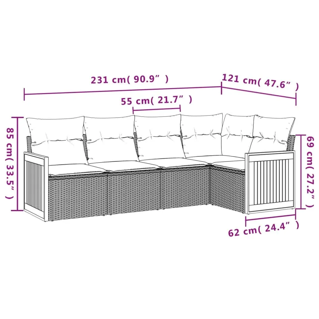 5 Piece Garden Sofa Set