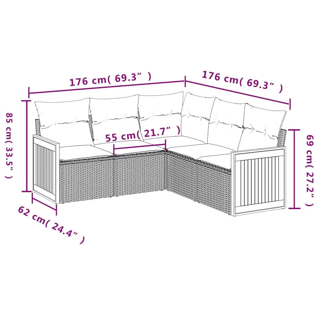 Outdoor Garden Sofa Set with Padded Cushions