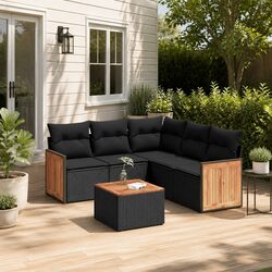 Comfortable 6-Piece Black Outdoor Sofa Set