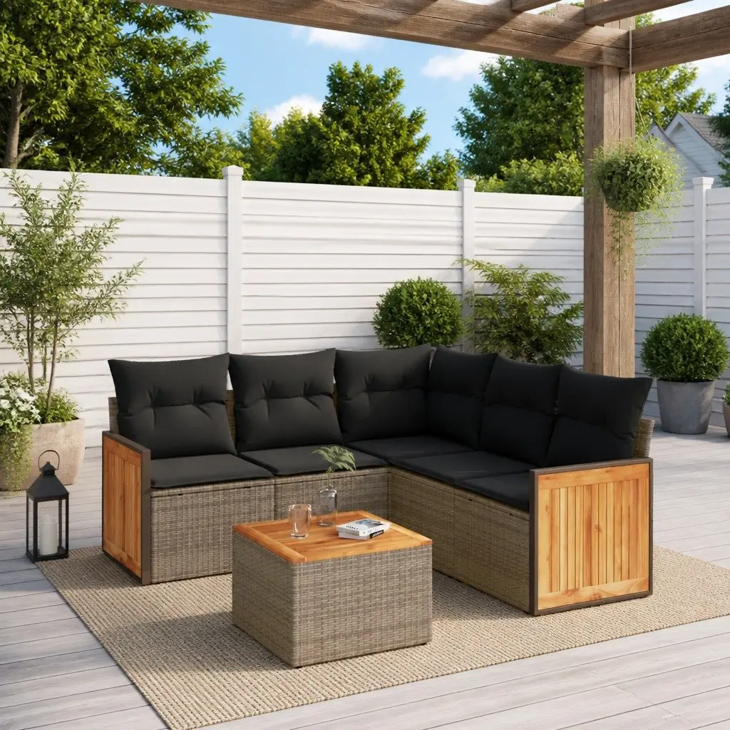 Garden Sofa Set Outdoor Furniture 6 Piece Modular Grey
