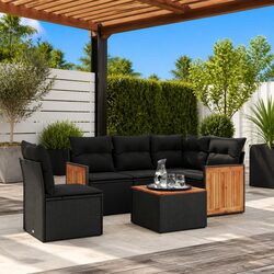 Comfortable 6-Piece Outdoor Garden Sofa Set in Black
