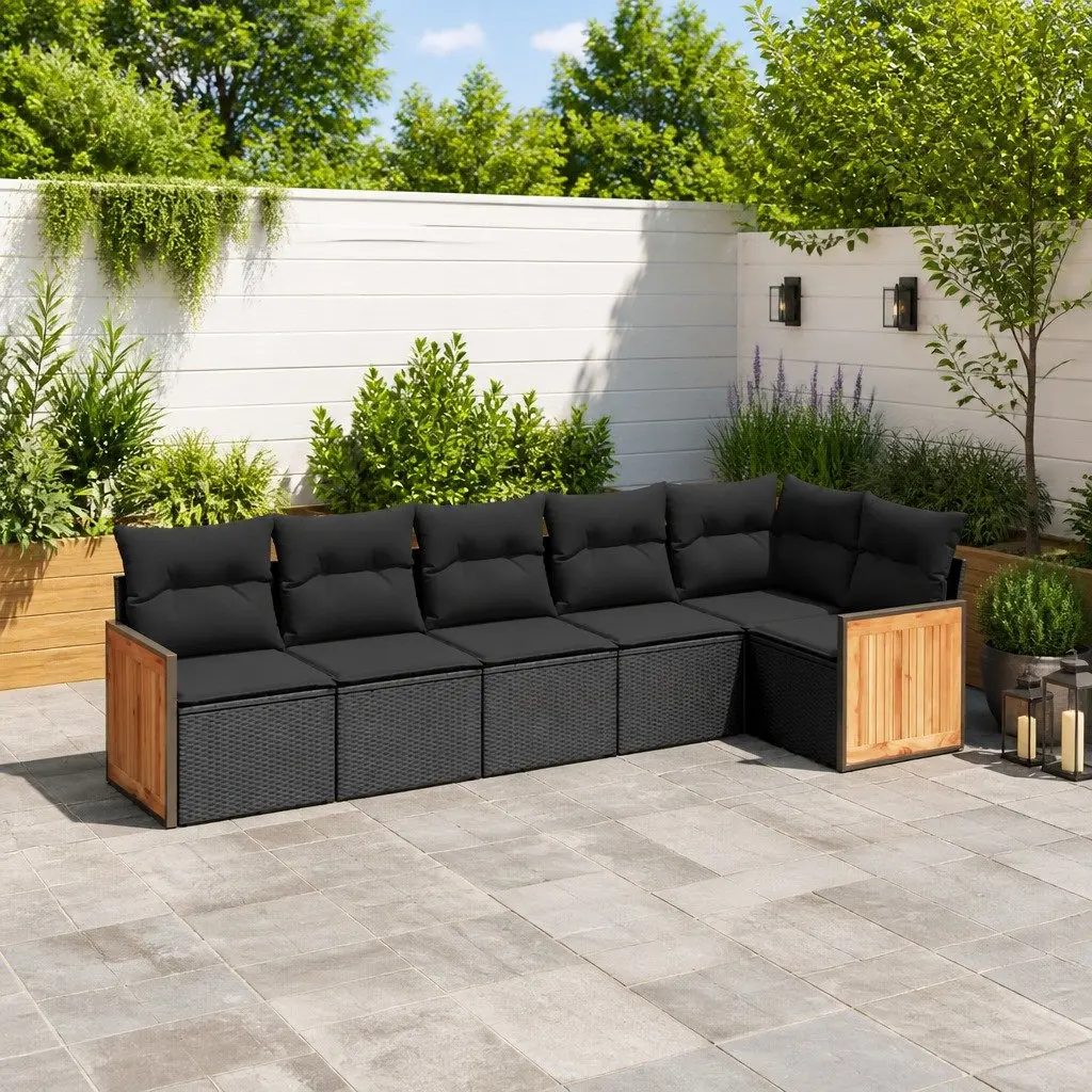 Garden Sofa Set Outdoor Furniture 6 Piece Modular Black