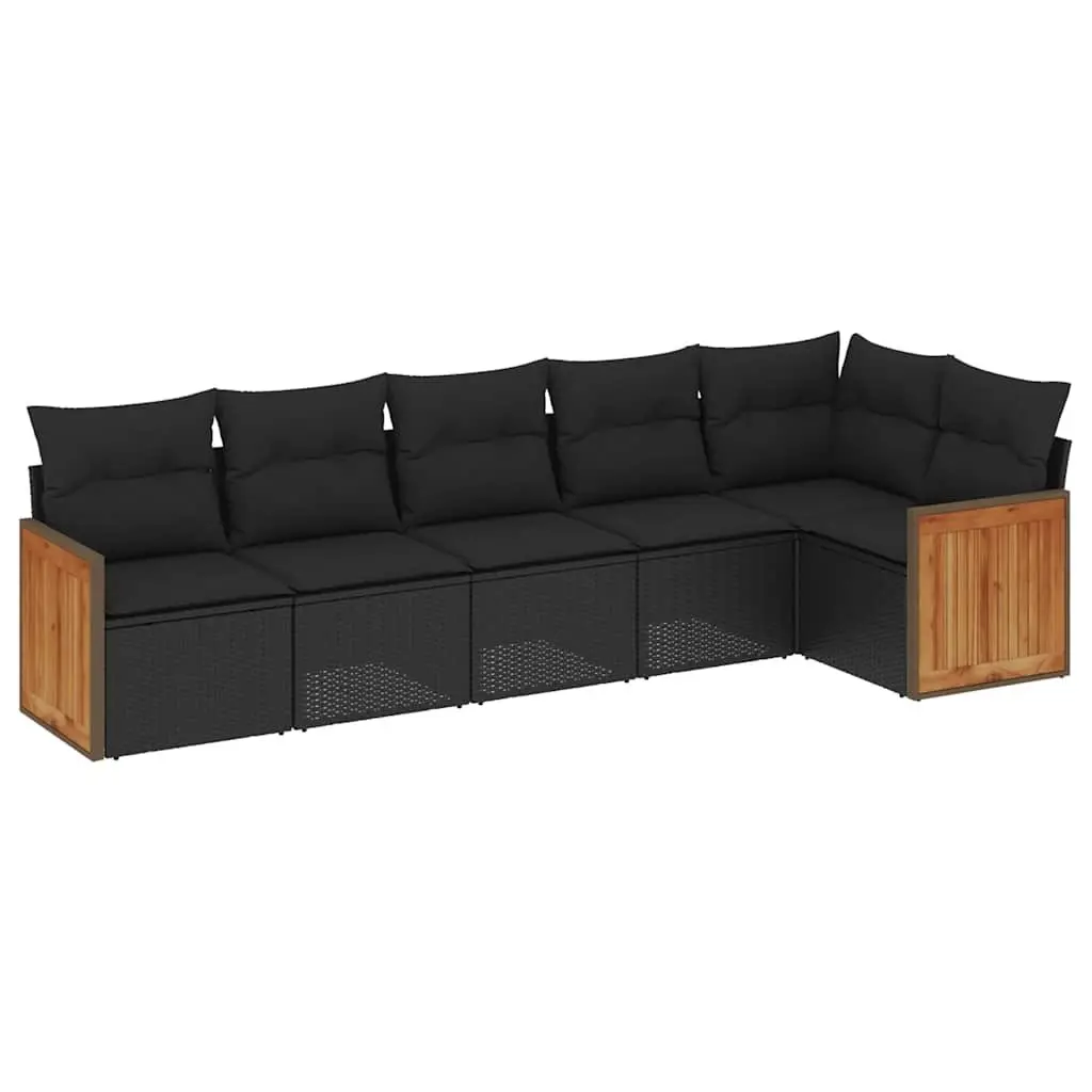 Garden Sofa Set Outdoor Furniture 6 Piece Modular Black