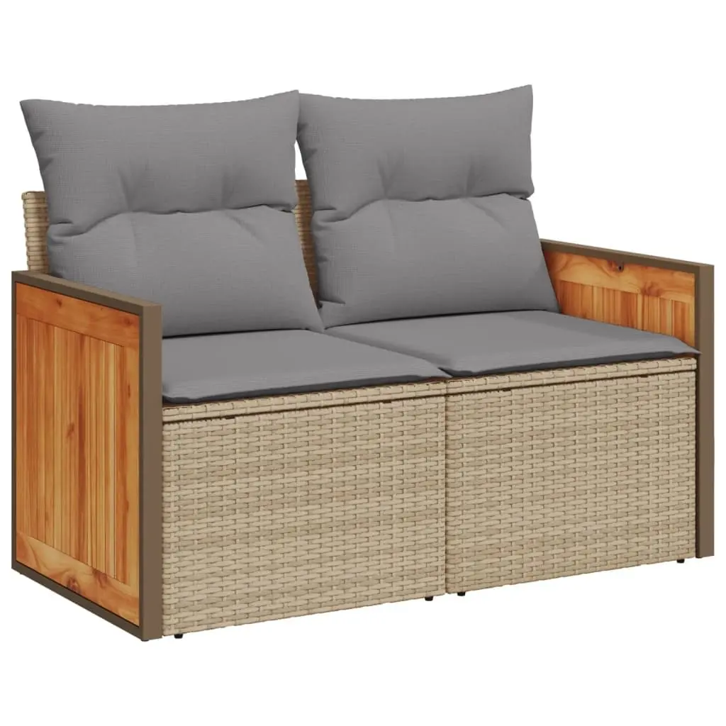 7 Piece Garden Sofa Set Outdoor Patio Furniture Beige PE Rattan with Cushions