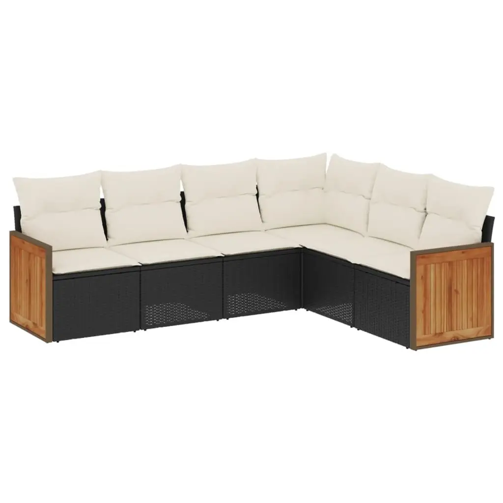 Black Poly Rattan Sofa Set 6 Pieces