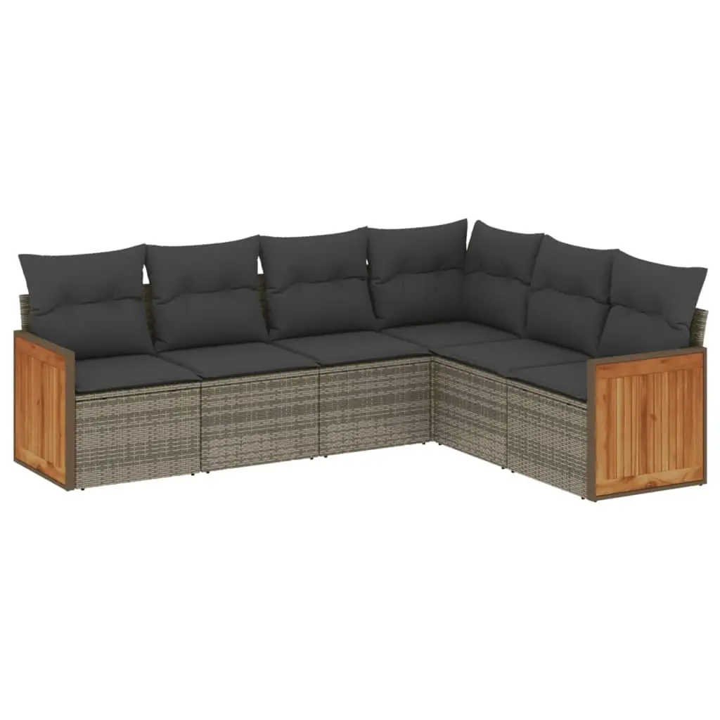 Garden Sofa Set 6 Piece Outdoor Furniture Grey Modular Patio Seating
