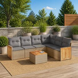 7 Piece Garden Sofa Set Outdoor Furniture Patio Sectional with Cushions Beige