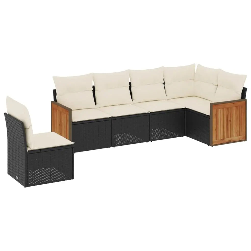 Garden Sofa Set Modular Outdoor Furniture 6 Piece Black Cushions