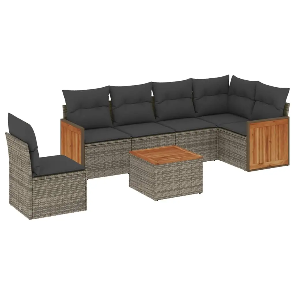 7 Piece Garden Sofa Set Outdoor Furniture Patio Lounge Cushions Grey