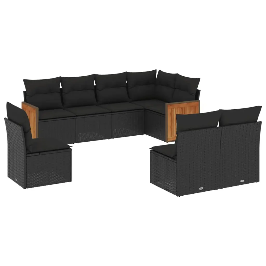 Garden Sofa Set Outdoor Furniture 8 Piece Modular Black with Cushions