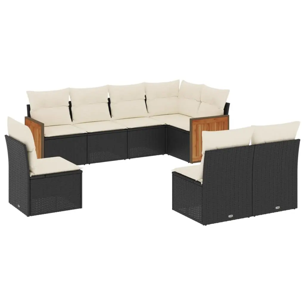 8 Piece Outdoor Garden Sofa Set Modular Patio Furniture with Cushions Black