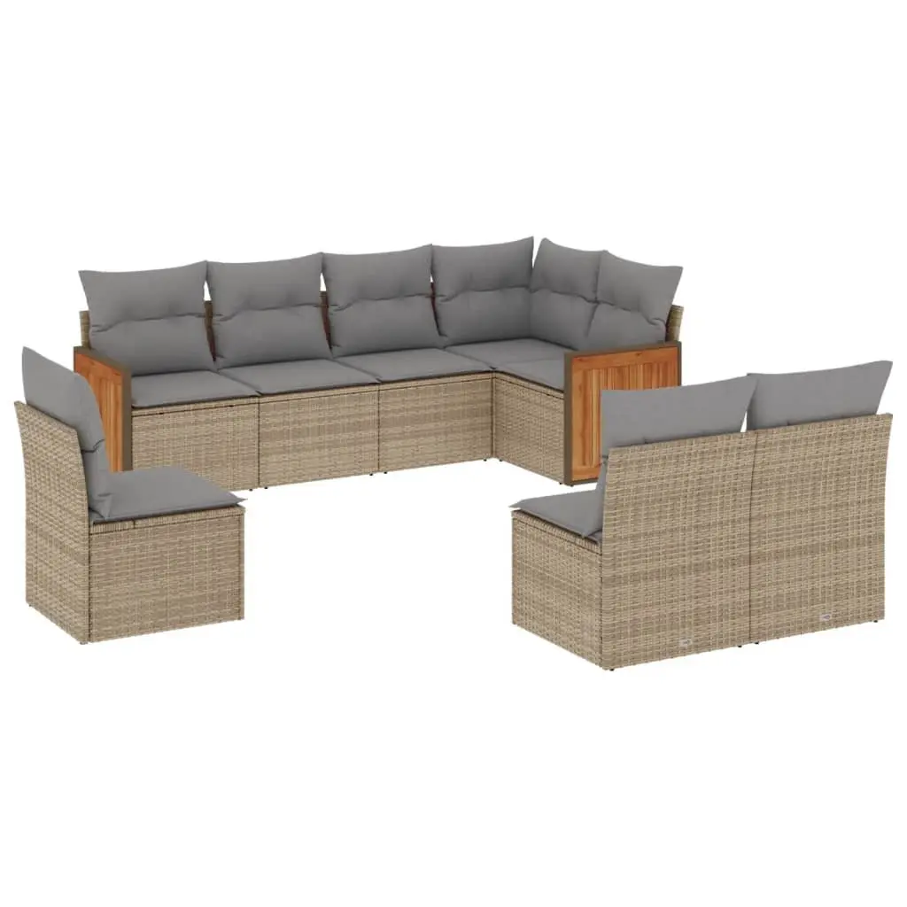 Modular Garden Sofa Set 8 Piece Outdoor Furniture Beige