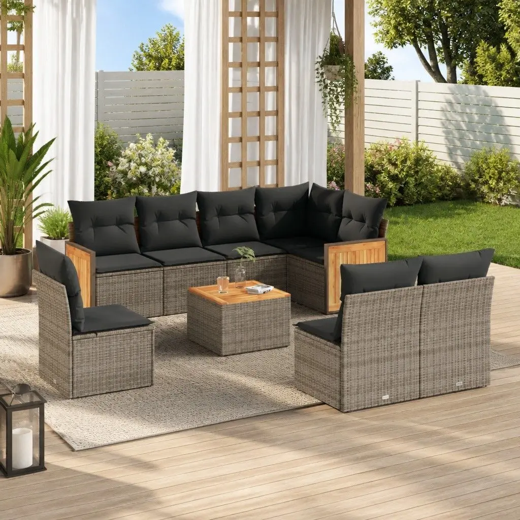 Garden Sofa Set 9 Piece Outdoor Furniture Patio Rattan Grey