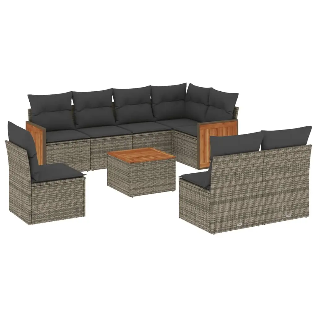 Garden Sofa Set 9 Piece Outdoor Furniture Patio Rattan Grey