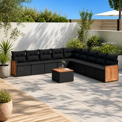 Comfortable 10 Piece Garden Sofa Set in Black