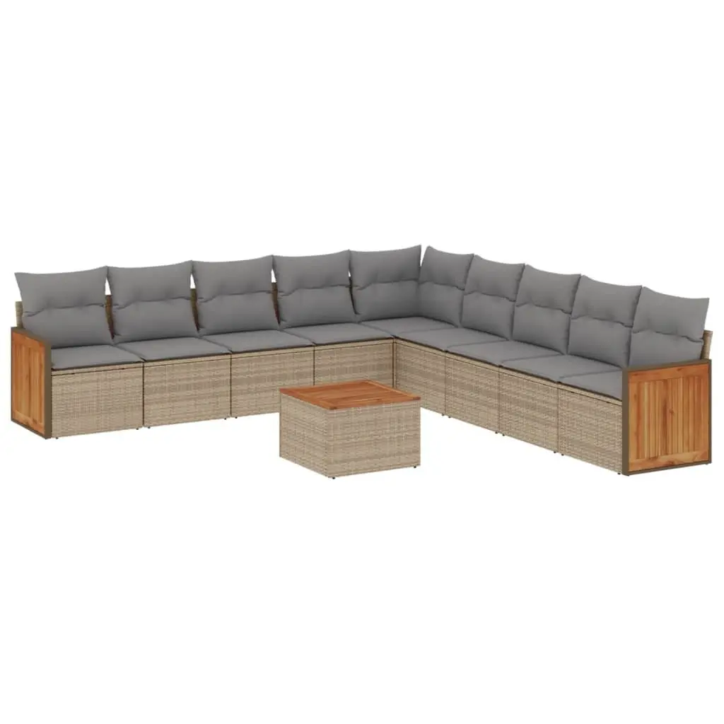 Garden Sofa Set Modular Outdoor Furniture 10 Piece Patio Beige Cushions Table