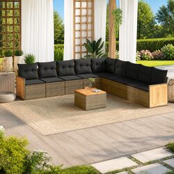 Comfortable and Practical 10-Piece Grey Garden Sofa Set